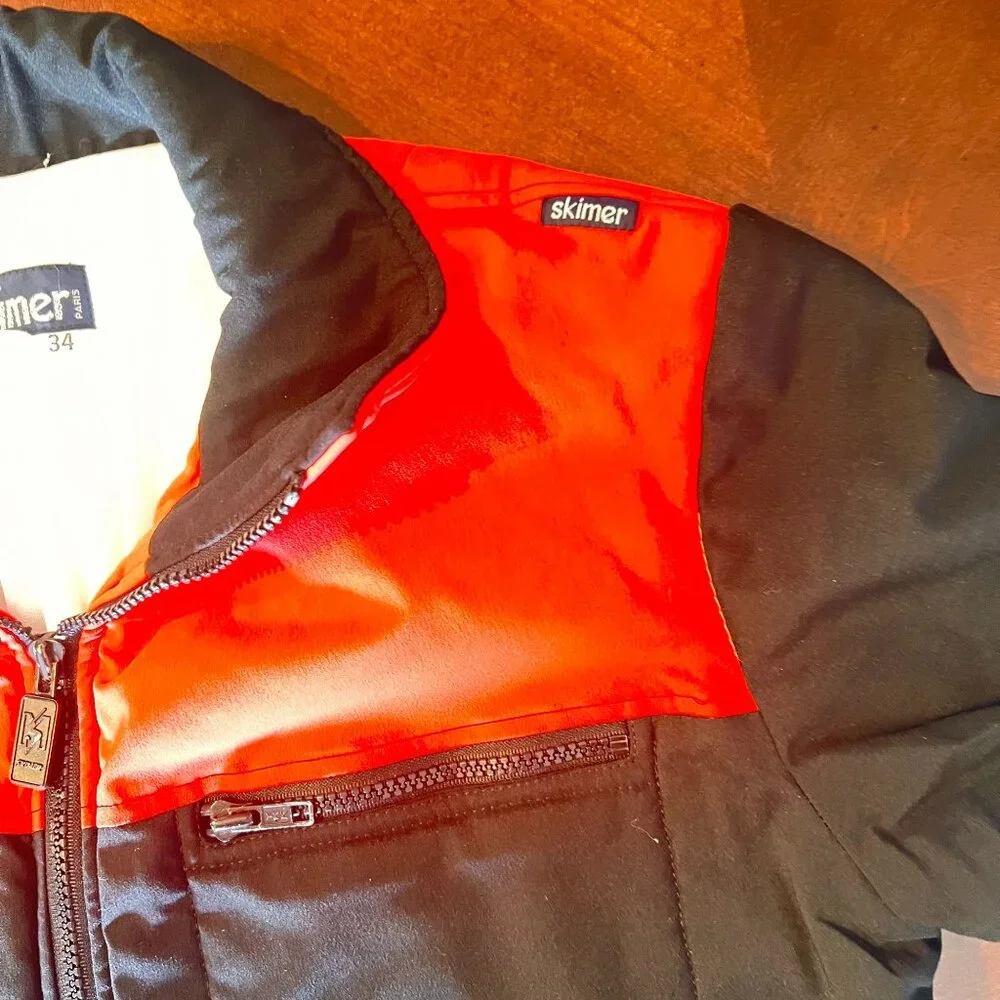 vintage Skimer Womens Nylon Jacket‎ Black & Red Size 34  Zipper Pockets